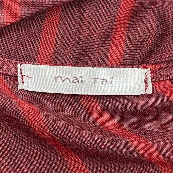 MAI Tai Red Striped Cowl Neck 3/4 Sleeve Top Small - Picture 9 of 9